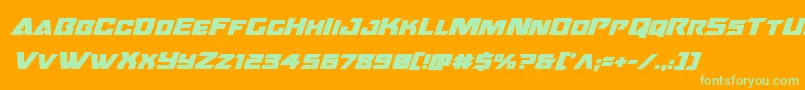 Шрифт Oceanicdriftboldital – зелёные шрифты на оранжевом фоне