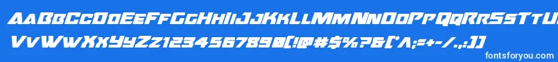 Шрифт Oceanicdriftboldital – белые шрифты на синем фоне