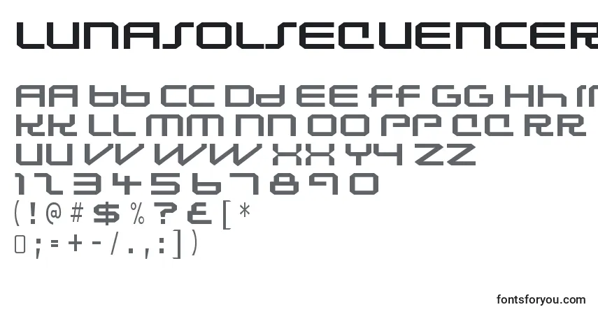 A fonte LunasolsequenceRegular – alfabeto, números, caracteres especiais
