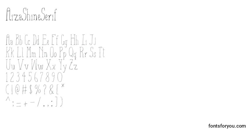 Czcionka AizaShineSerif (37169) – alfabet, cyfry, specjalne znaki