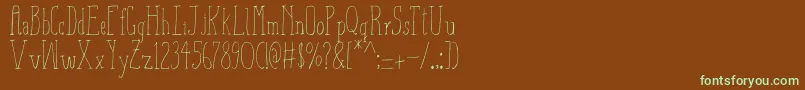 フォントAizaShineSerif – 緑色の文字が茶色の背景にあります。
