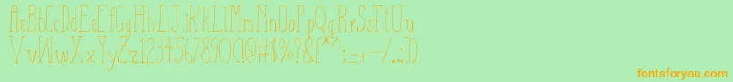 Fonte AizaShineSerif – fontes laranjas em um fundo verde