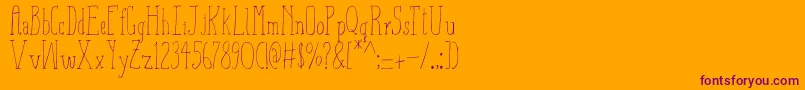 AizaShineSerif-Schriftart – Violette Schriften auf orangefarbenem Hintergrund