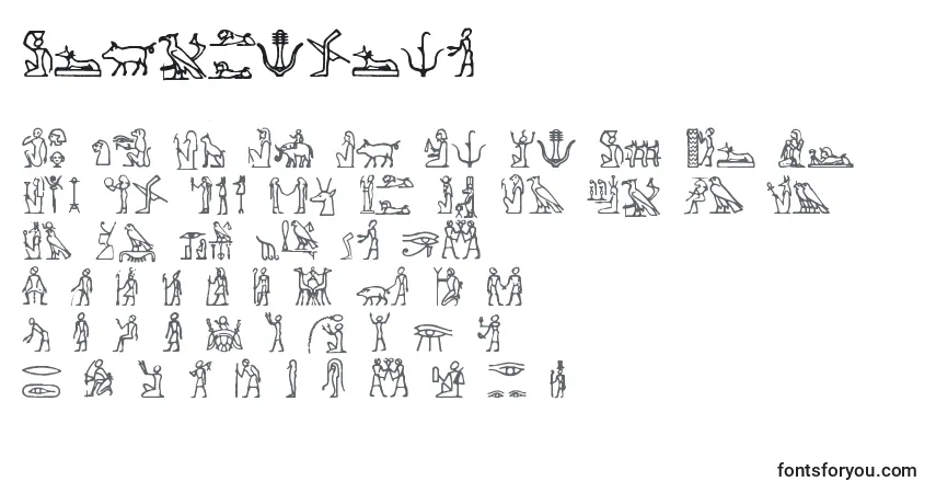 A fonte Hieroglify – alfabeto, números, caracteres especiais
