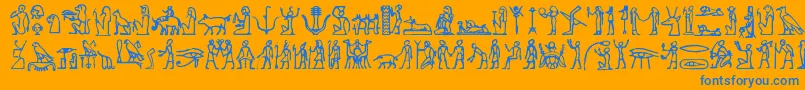 Hieroglify Font – Blue Fonts on Orange Background