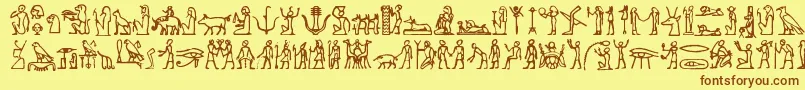 fuente Hieroglify – Fuentes Marrones Sobre Fondo Amarillo