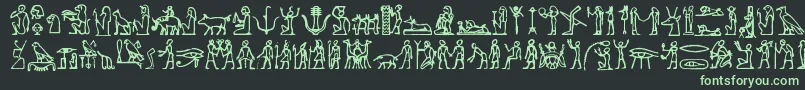 Hieroglify-Schriftart – Grüne Schriften auf schwarzem Hintergrund