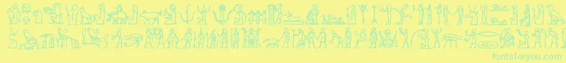 Hieroglify Font – Green Fonts on Yellow Background