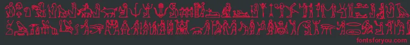 フォントHieroglify – 黒い背景に赤い文字