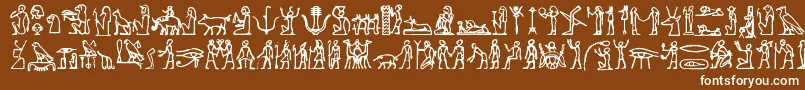 Hieroglify-Schriftart – Weiße Schriften auf braunem Hintergrund