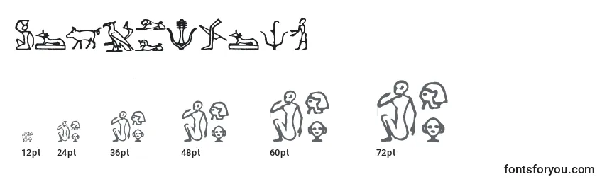 Hieroglify-fontin koot