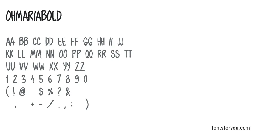 A fonte OhmariaBold – alfabeto, números, caracteres especiais