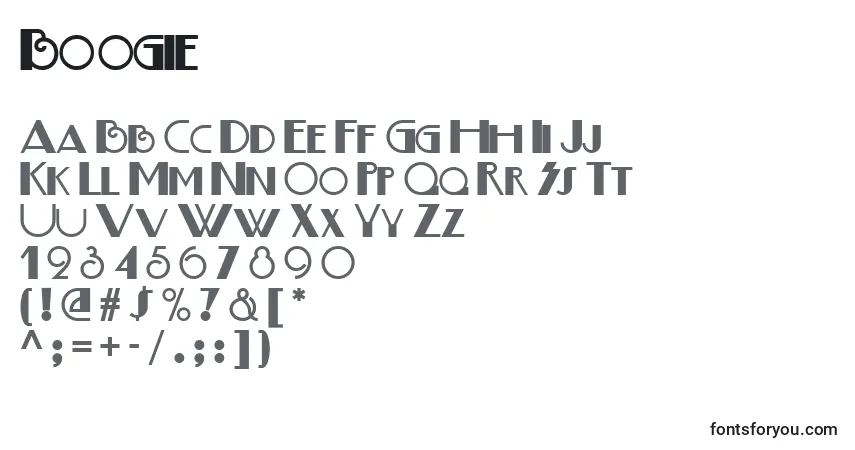 Czcionka Boogie – alfabet, cyfry, specjalne znaki