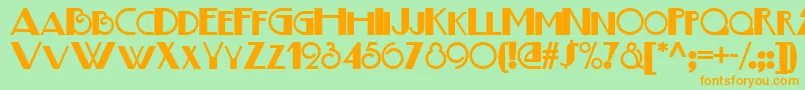フォントBoogie – オレンジの文字が緑の背景にあります。