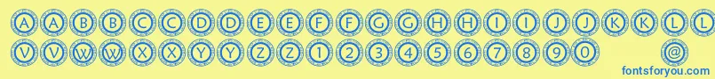 PfScircle1 Font – Blue Fonts on Yellow Background