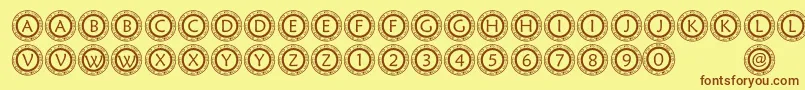 PfScircle1 Font – Brown Fonts on Yellow Background