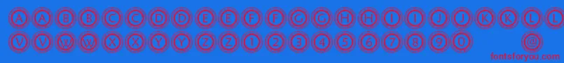 PfScircle1-Schriftart – Rote Schriften auf blauem Hintergrund