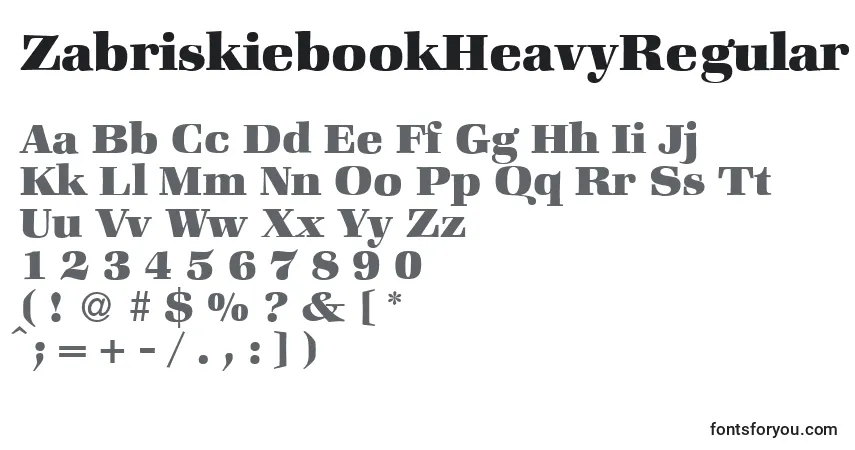 Шрифт ZabriskiebookHeavyRegular – алфавит, цифры, специальные символы
