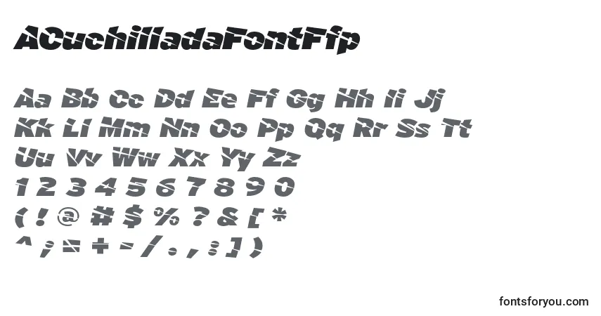 Schriftart ACuchilladaFontFfp – Alphabet, Zahlen, spezielle Symbole