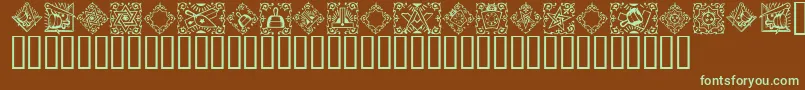 フォントMasonic – 緑色の文字が茶色の背景にあります。