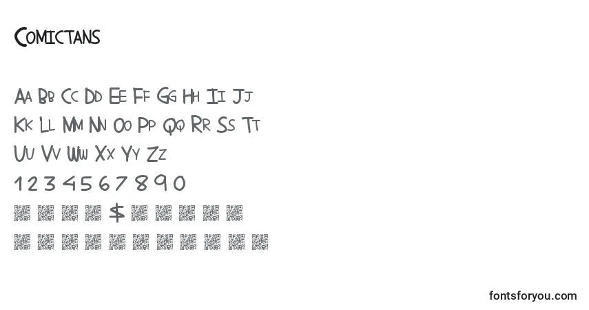 Czcionka Comictans – alfabet, cyfry, specjalne znaki