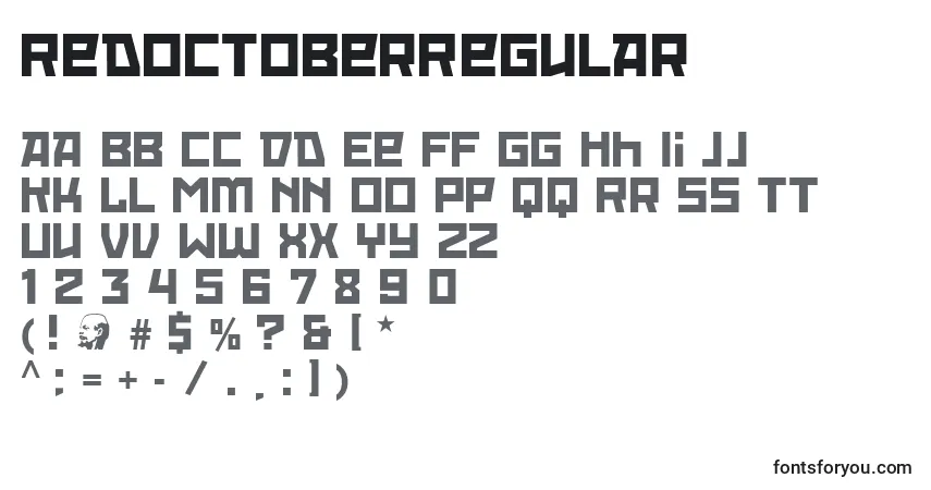 A fonte RedOctoberRegular – alfabeto, números, caracteres especiais