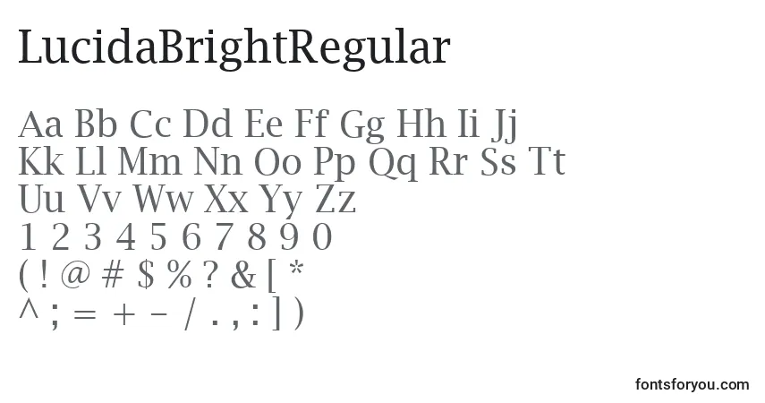 A fonte LucidaBrightRegular – alfabeto, números, caracteres especiais