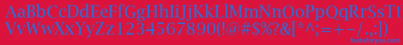 フォントLucidaBrightRegular – 赤い背景に青い文字