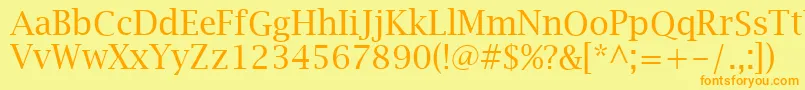 フォントLucidaBrightRegular – オレンジの文字が黄色の背景にあります。