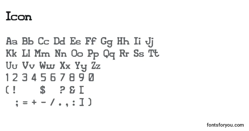 Czcionka Icon – alfabet, cyfry, specjalne znaki
