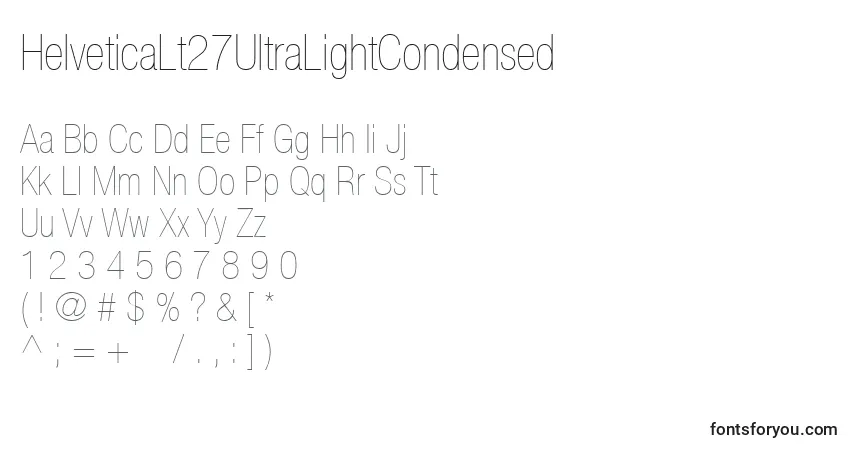 Czcionka HelveticaLt27UltraLightCondensed – alfabet, cyfry, specjalne znaki