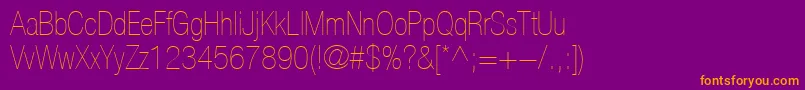 HelveticaLt27UltraLightCondensed Font – Orange Fonts on Purple Background