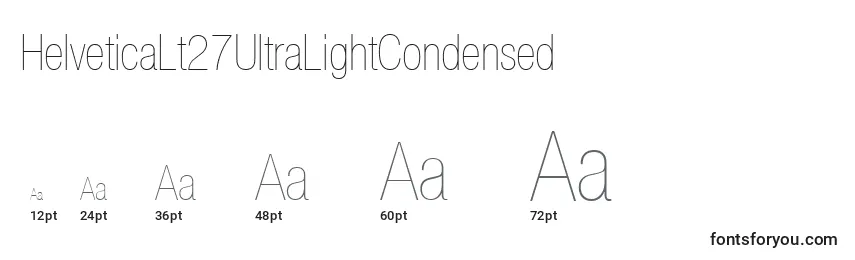 Размеры шрифта HelveticaLt27UltraLightCondensed
