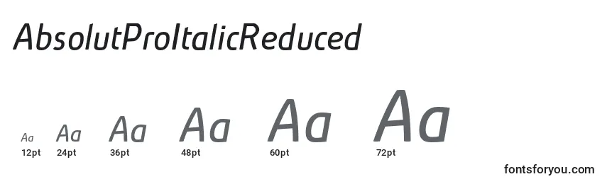 Größen der Schriftart AbsolutProItalicReduced