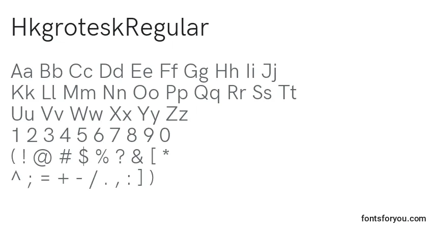 A fonte HkgroteskRegular – alfabeto, números, caracteres especiais