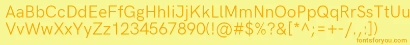 フォントHkgroteskRegular – オレンジの文字が黄色の背景にあります。