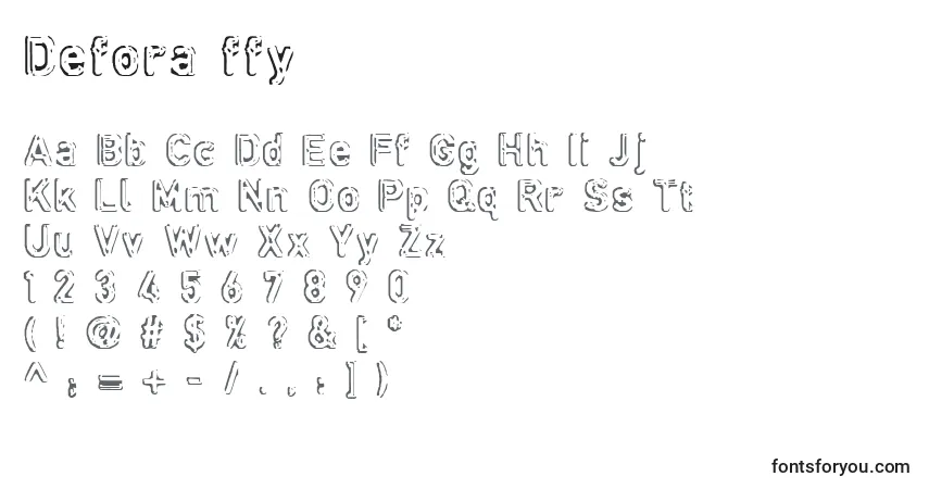 Czcionka Defora ffy – alfabet, cyfry, specjalne znaki
