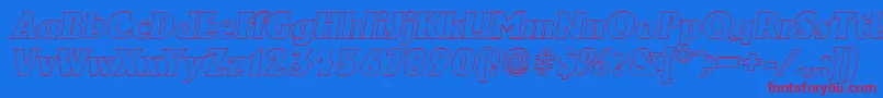 AdelonoutlineHeavyItalic Font – Red Fonts on Blue Background