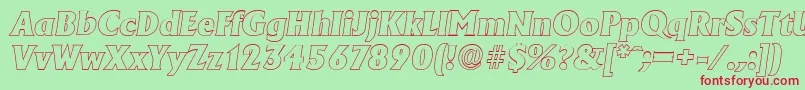 AdelonoutlineHeavyItalic Font – Red Fonts on Green Background