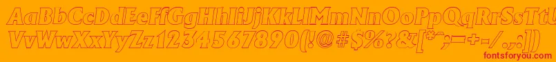 AdelonoutlineHeavyItalic-Schriftart – Rote Schriften auf orangefarbenem Hintergrund