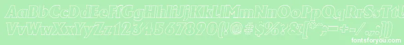 Fonte AdelonoutlineHeavyItalic – fontes brancas em um fundo verde