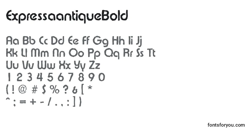 Czcionka ExpressaantiqueBold – alfabet, cyfry, specjalne znaki