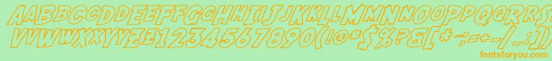 Fonte SfFedoraOutline – fontes laranjas em um fundo verde