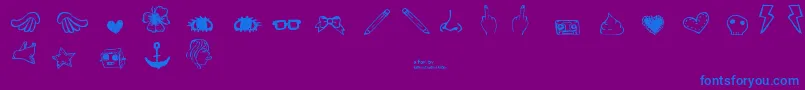 フォントDennePrettyshit – 紫色の背景に青い文字