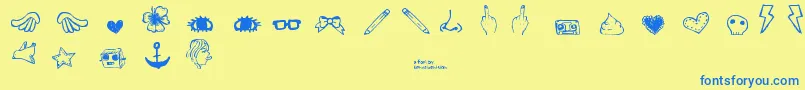 DennePrettyshit Font – Blue Fonts on Yellow Background