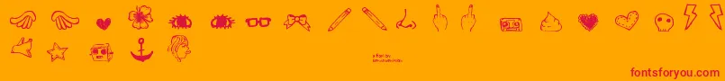 DennePrettyshit-Schriftart – Rote Schriften auf orangefarbenem Hintergrund