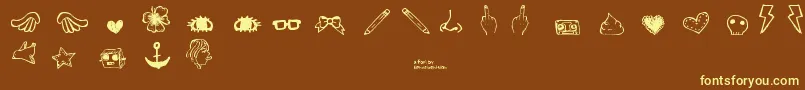 フォントDennePrettyshit – 黄色のフォント、茶色の背景