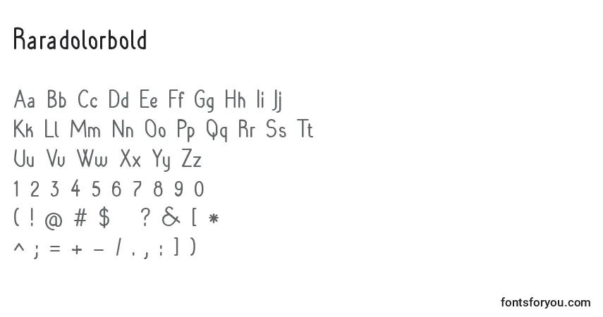 Schriftart Raradolorbold (37198) – Alphabet, Zahlen, spezielle Symbole