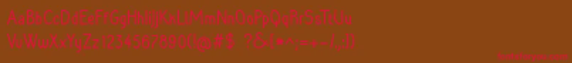 フォントRaradolorbold – 赤い文字が茶色の背景にあります。