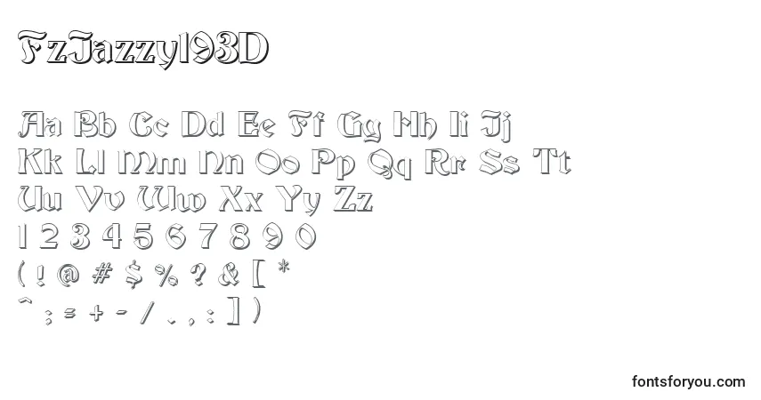Schriftart FzJazzy193D – Alphabet, Zahlen, spezielle Symbole